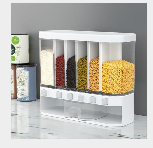 Whole grain storage box, wall-mounted rice bucket, kitchen storage container, rice dispenser, grain organizer, space-saving kitchen storage