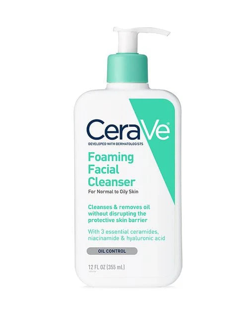 CeraVe Foaming Facial Cleanser, Face Wash for Oily Skin, Gentle Foaming Cleanser, Hydrating Face Cleanser, Niacinamide Cleanser, Ceramide Face Wash, Makeup Remover, Non-Comedogenic Cleanser, Skincare for Oily Skin, Saudi Arabia Skincare